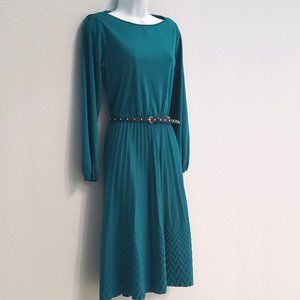 VINTAGE Amy Deb Retro Dress Teal Green Pleated